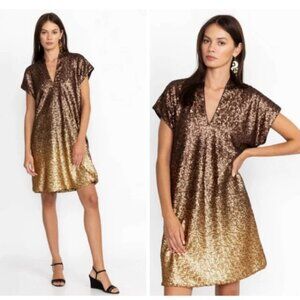 Johnny Was Sequin Gold Alma Dress NWT in Golden Brown XS